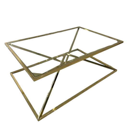 Pyramid Wohnzimmertisch Silber oder Gold Mit Glas 80cm x 120cm