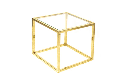 Dama Wohnzimmertisch Gold Mit Glas 90cm x 90cm